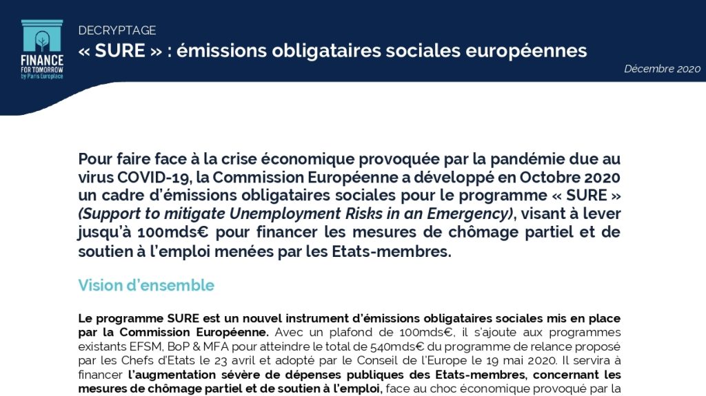 Fiche de Décryptage GreenBonds – Emissions sociales EU