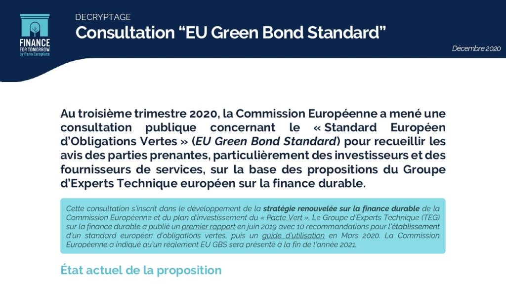 Fiche de Décryptage GreenBonds – Consultation EU GBS