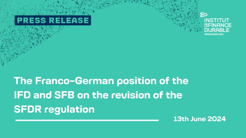 The Franco-German position of the IFD and SFB on the revision of the SFDR regulation
